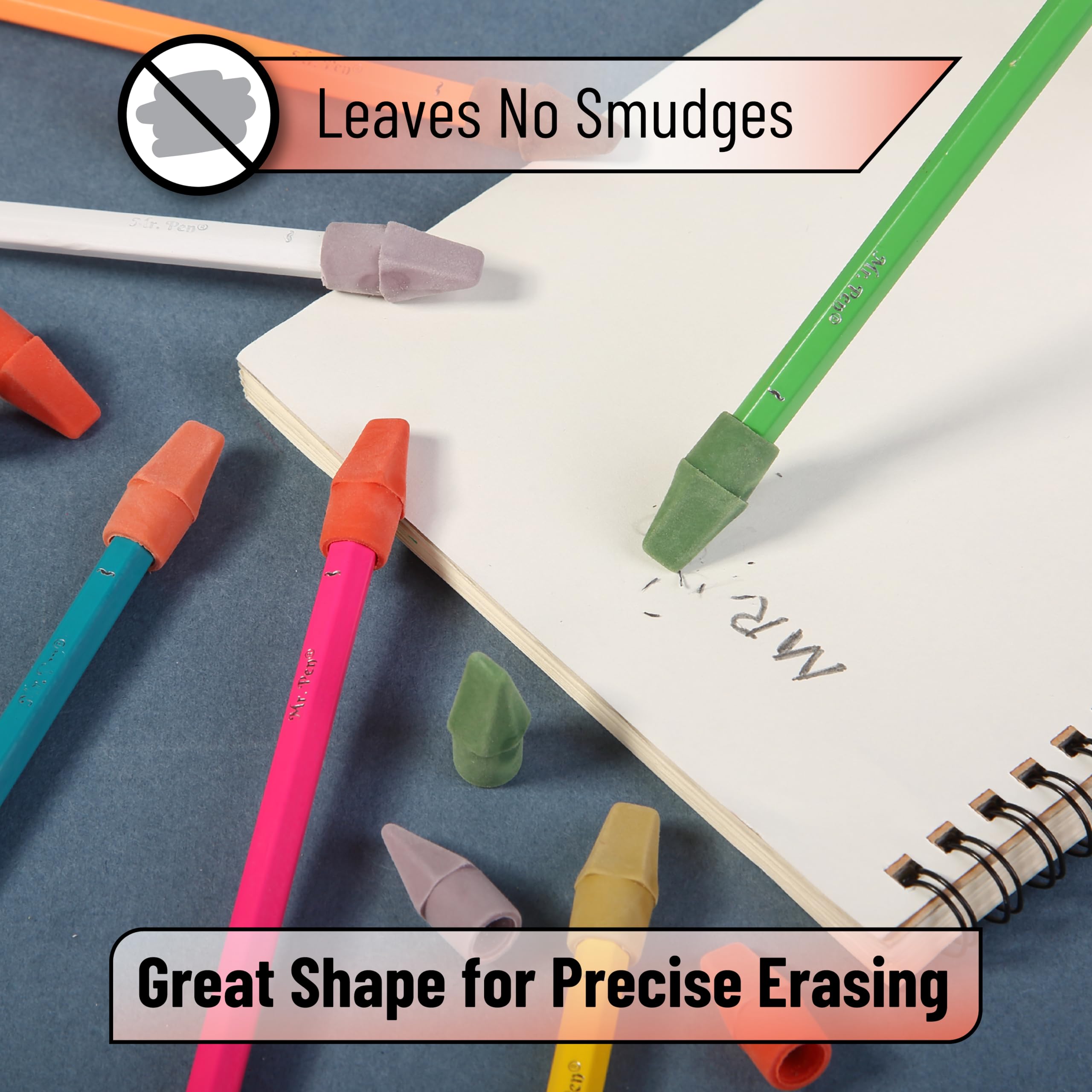 Mr. Pen Erasers for Pencils, 120 Pack, Pencil Top Erasers, Eraser Caps, Cap Tops, Topper Erasers. Ereaser