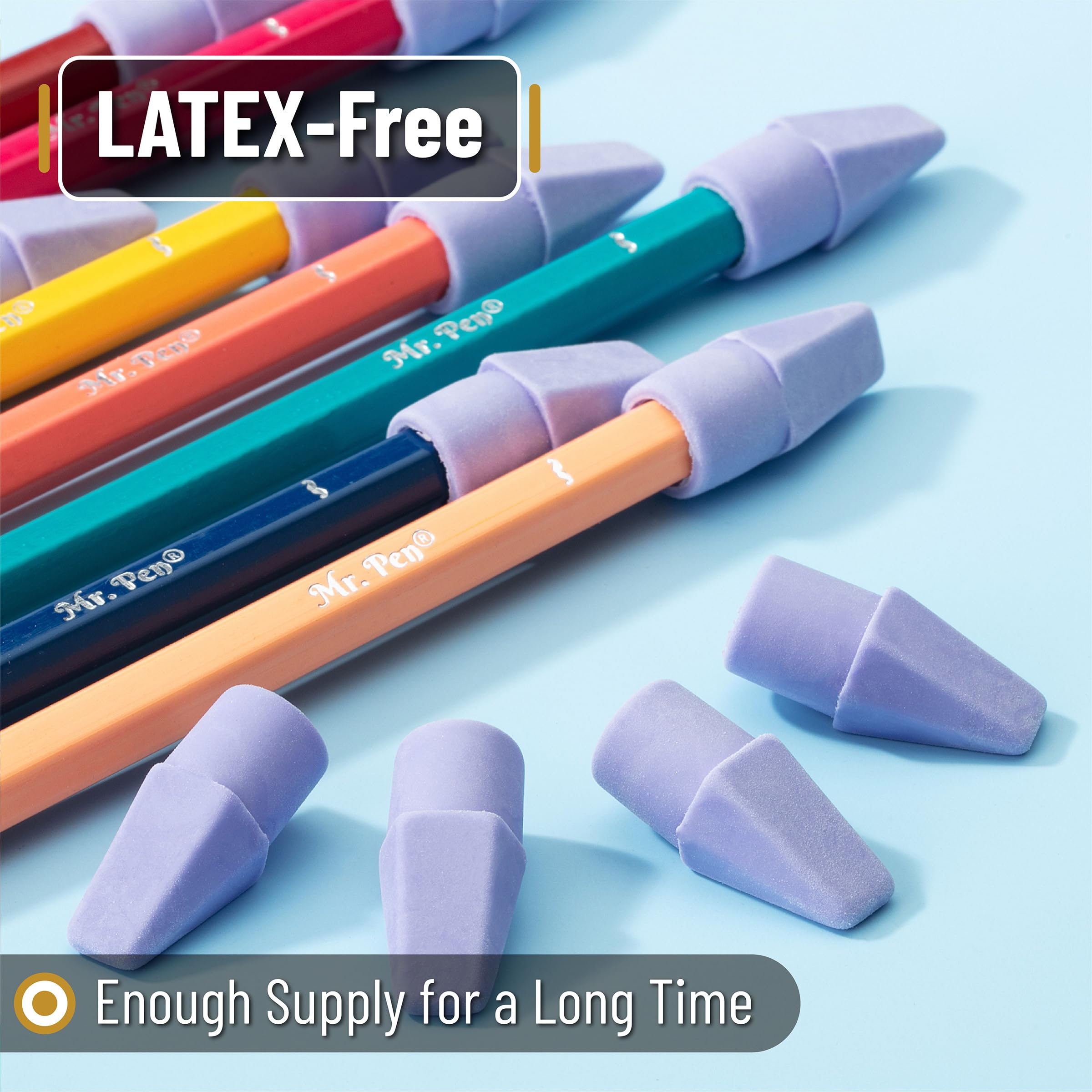 Mr. Pen Erasers for Pencils, 120 Pack, Pencil Top Erasers, Eraser Caps, Cap Tops, Topper Erasers. Ereaser