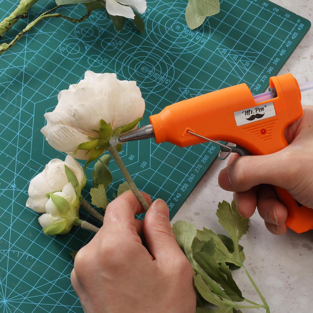 Mr. Pen– Hot Glue Gun Kit, Hot Melt Glue Gun Mini with 20pcs Sticks and 20nWood Craft Sticks and 8 Finger Protector