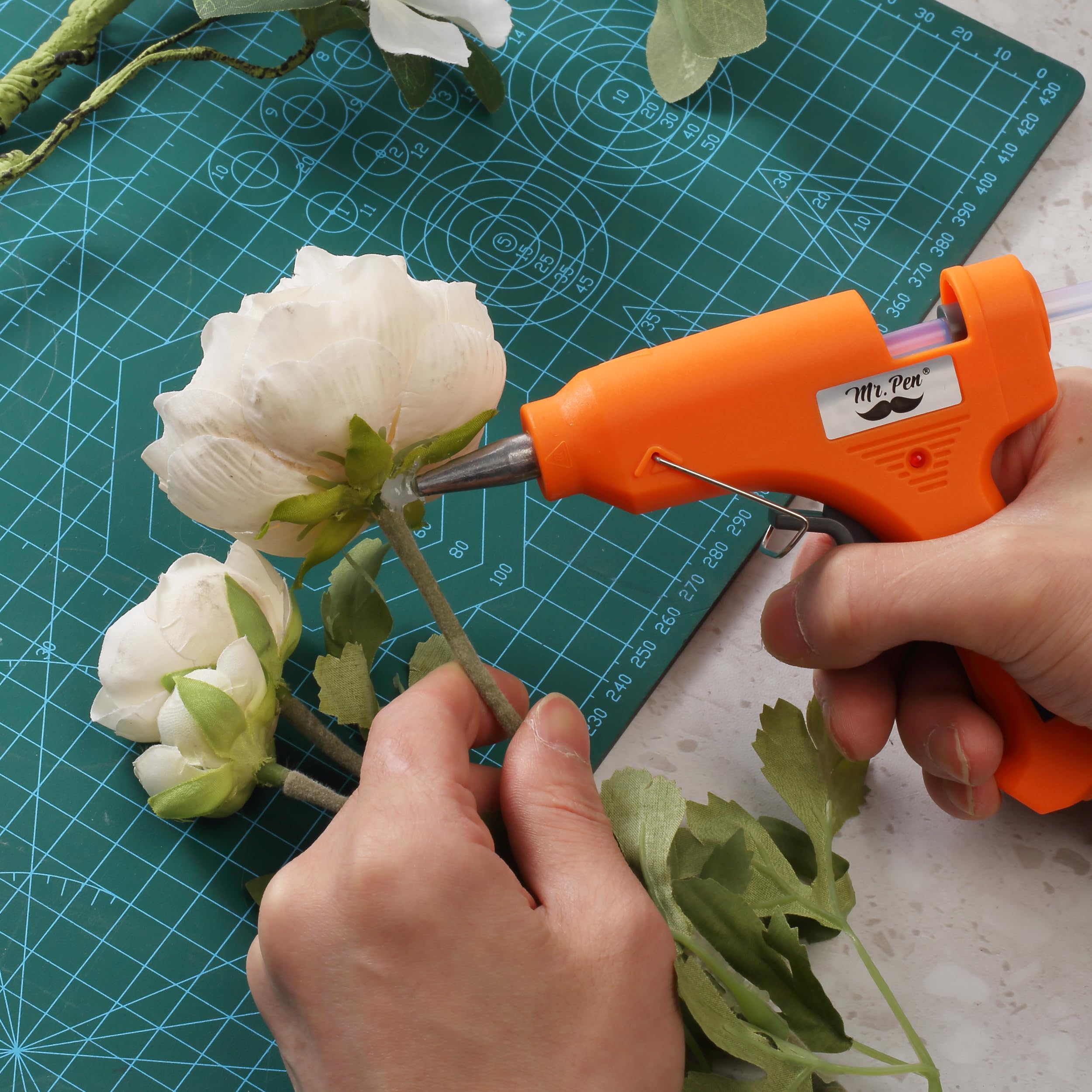 Mr. Pen– Hot Glue Gun Kit, Hot Melt Glue Gun Mini with 20pcs Sticks and 20nWood Craft Sticks and 8 Finger Protector