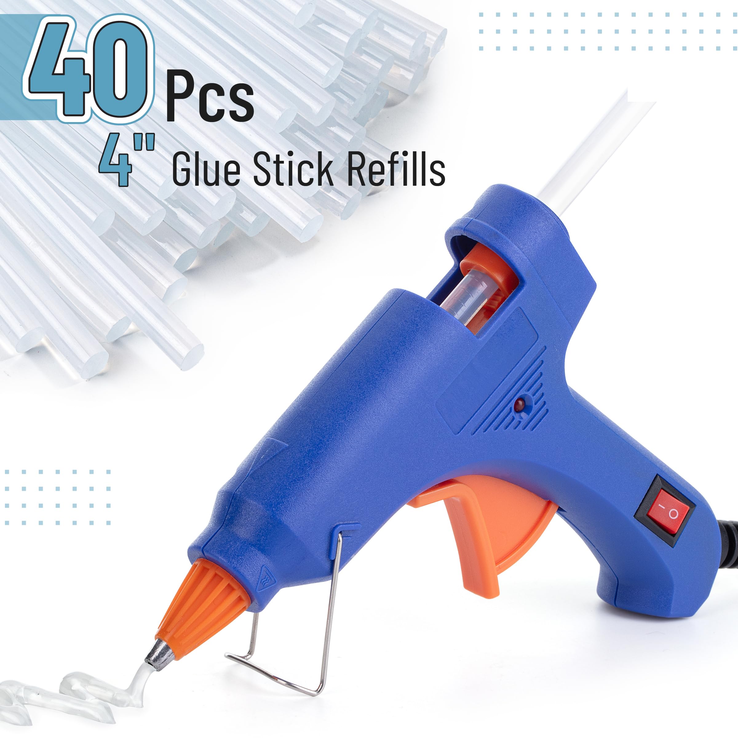 Mr. Pen– Hot Glue Gun Kit, Hot Melt Glue Gun Mini with 20pcs Sticks and 20nWood Craft Sticks and 8 Finger Protector