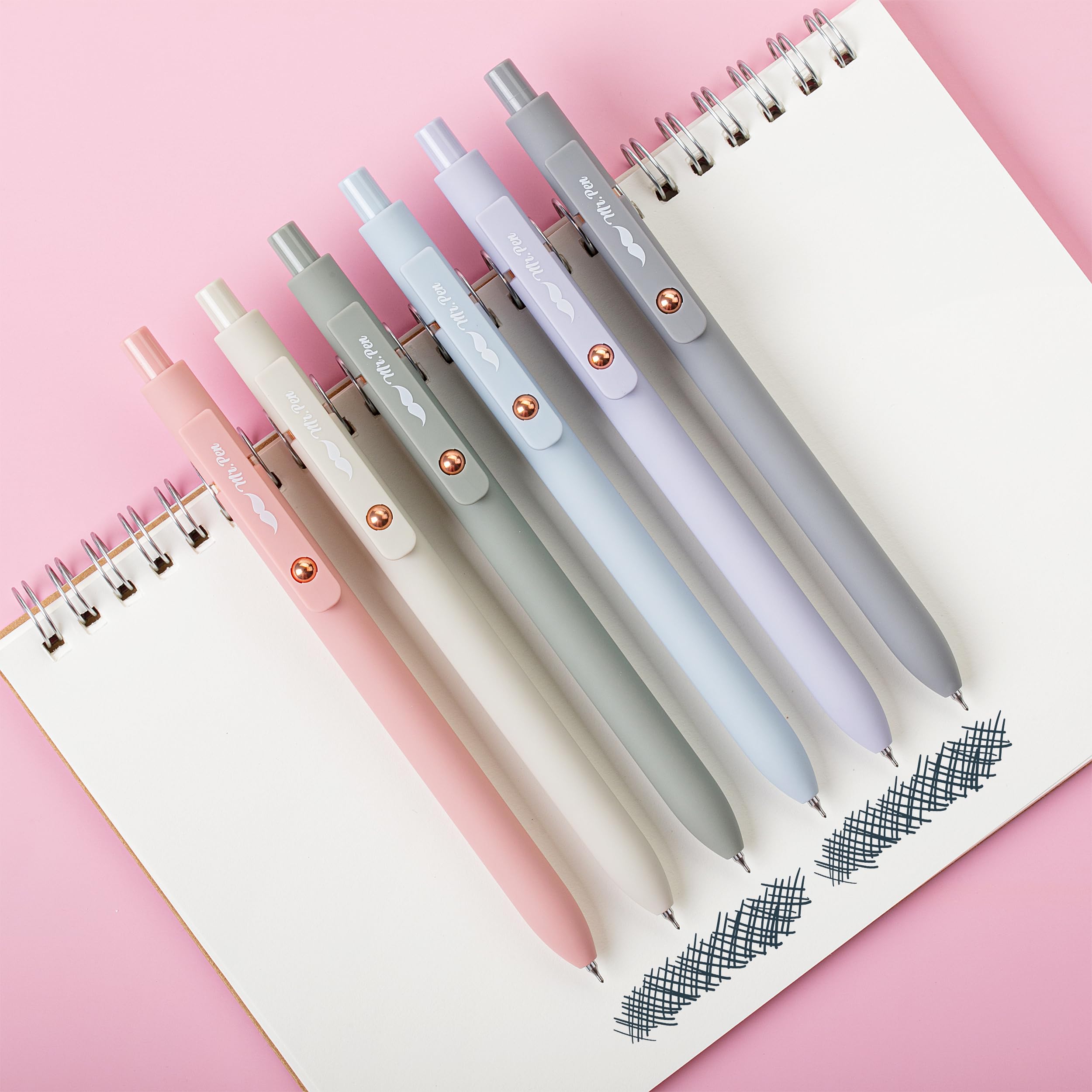 Mr. Pen- Retractable Gel Pens, 12 Pack, Morandi and Vintage Barrels, Black Ink, Fast Dry, Fine Point 0.5mm, Cute and Aesthetic for Journaling