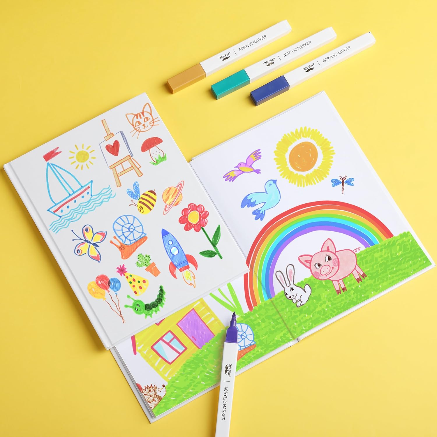 Mr. Pen- Blank Hardcover Books, 6" x 8", 40 Pages, 6 Pack, White, Blank Notebooks for Kids, Mini Notebooks for Kids, Mini Journal for Students, Unlined Notebook