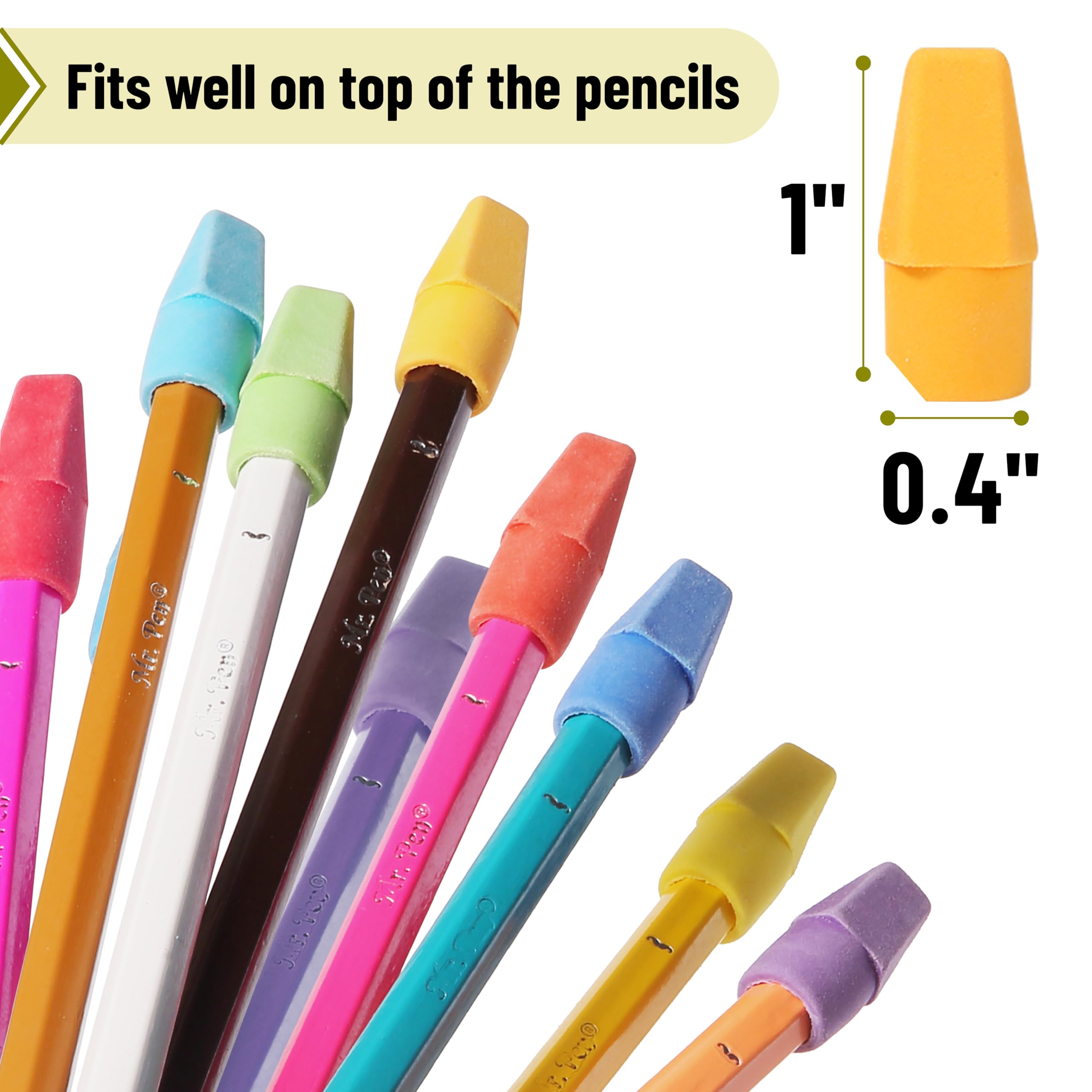 Mr. Pen Erasers for Pencils, 120 Pack, Pencil Top Erasers, Eraser Caps, Cap Tops, Topper Erasers. Ereaser