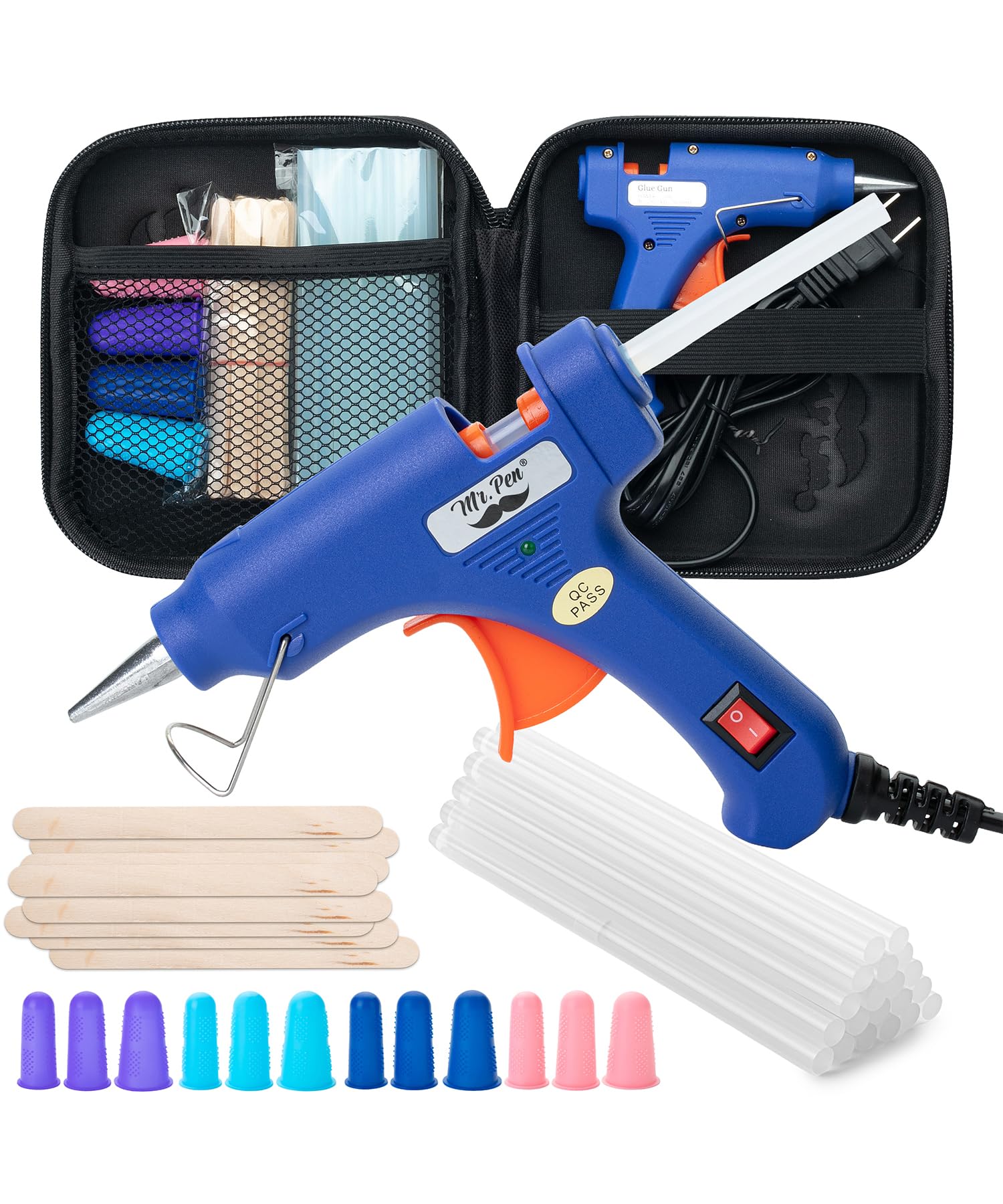 Mr. Pen– Hot Glue Gun Kit, Hot Melt Glue Gun Mini with 20pcs Sticks and 20nWood Craft Sticks and 8 Finger Protector