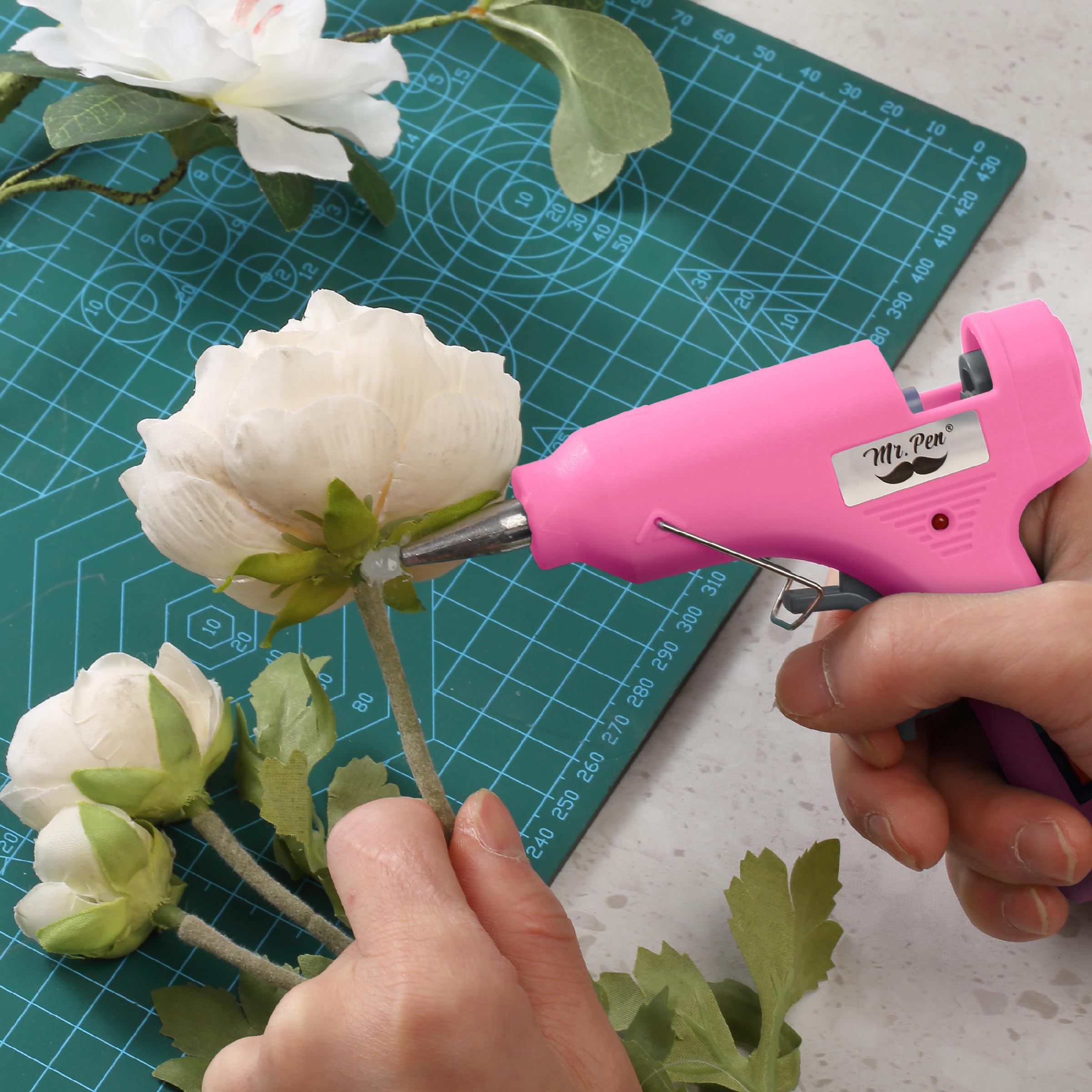 Mr. Pen– Hot Glue Gun Kit, Hot Melt Glue Gun Mini with 20pcs Sticks and 20nWood Craft Sticks and 8 Finger Protector