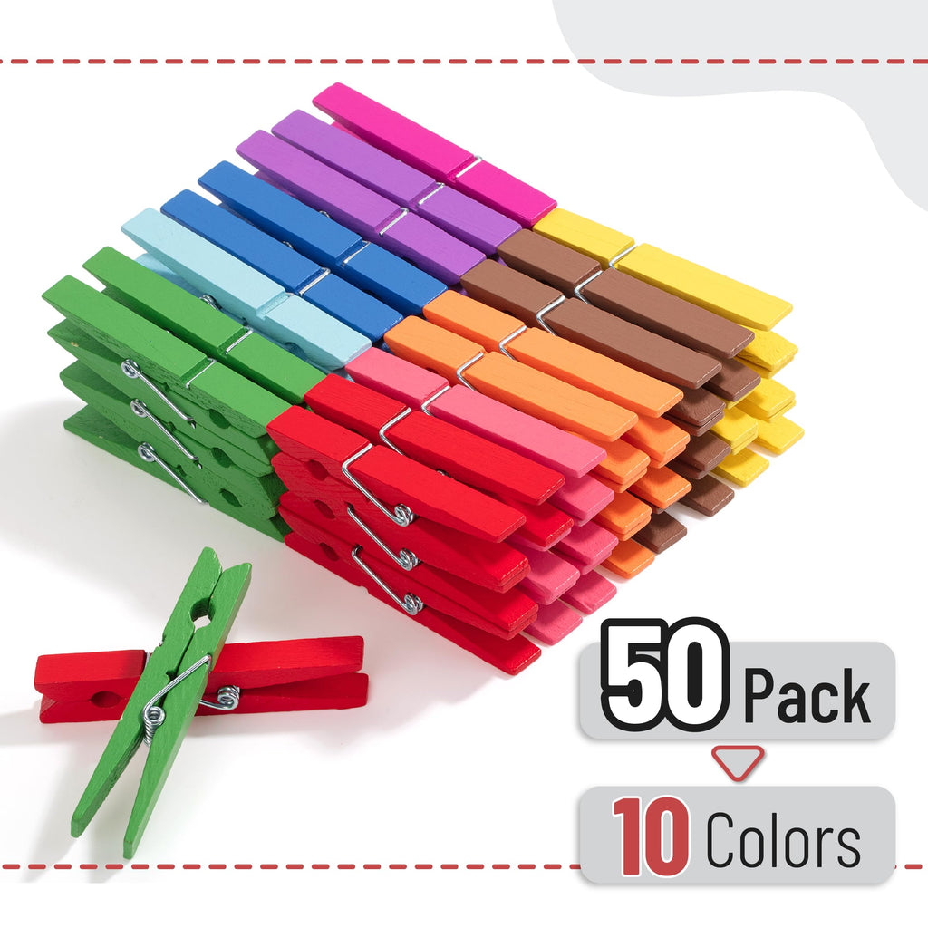 Mr. Pen- Wooden Clothes Pins, Large Natural Wood, 50 Pack, 2.9 Inch, Rust Resistant for Classroom, Crafts
