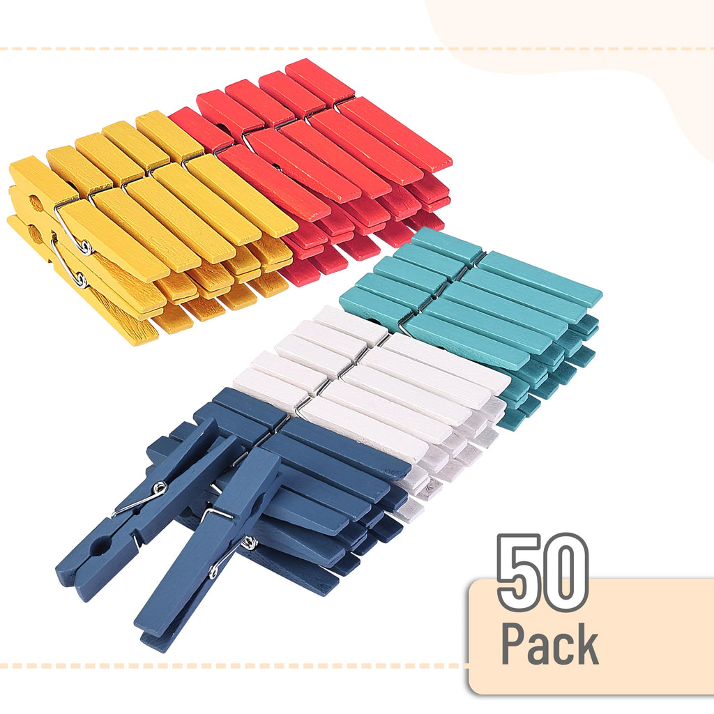 Mr. Pen- Wooden Clothes Pins, Large Natural Wood, 50 Pack, 2.9 Inch, Rust Resistant for Classroom, Crafts