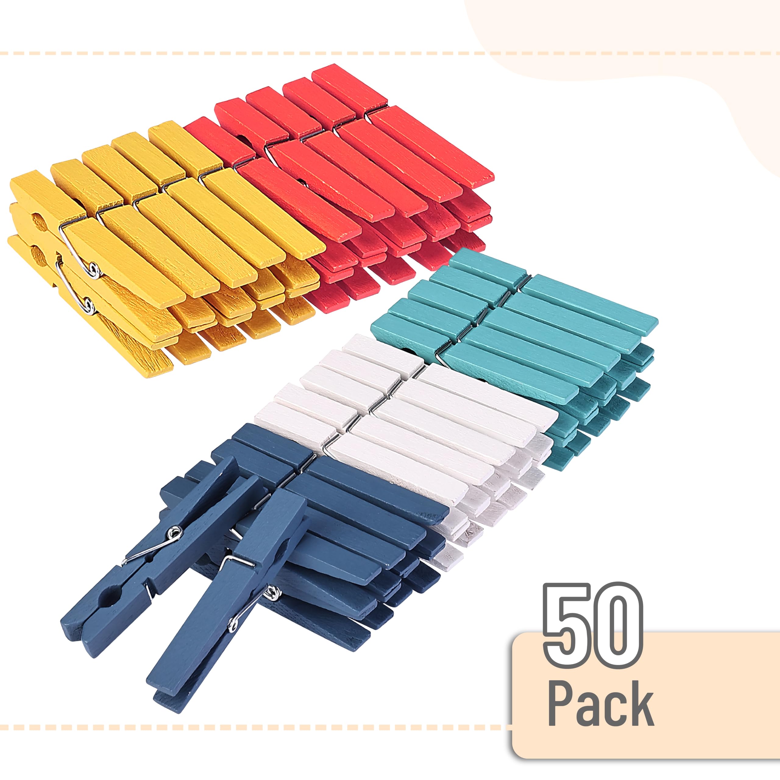 Mr. Pen- Wooden Clothes Pins, Large Natural Wood, 50 Pack, 2.9 Inch, Rust Resistant for Classroom, Crafts
