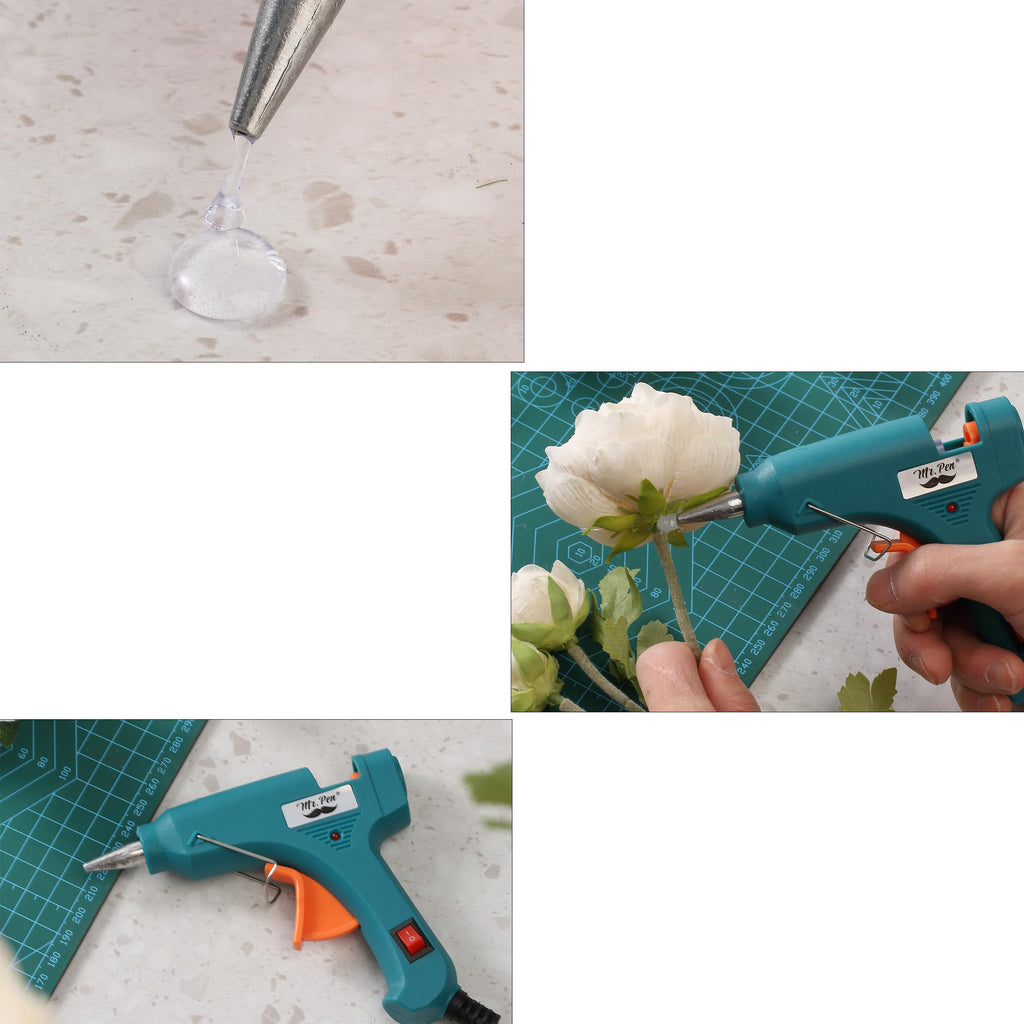 Mr. Pen– Hot Glue Gun Kit, Hot Melt Glue Gun Mini with 20pcs Sticks and 20nWood Craft Sticks and 8 Finger Protector