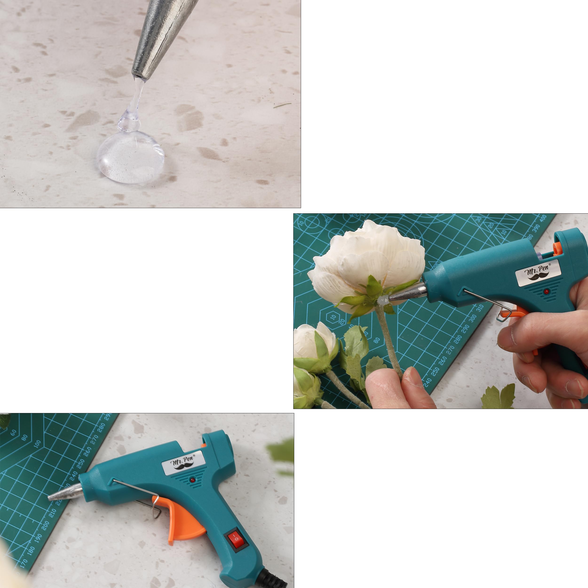 Mr. Pen– Hot Glue Gun Kit, Hot Melt Glue Gun Mini with 20pcs Sticks and 20nWood Craft Sticks and 8 Finger Protector