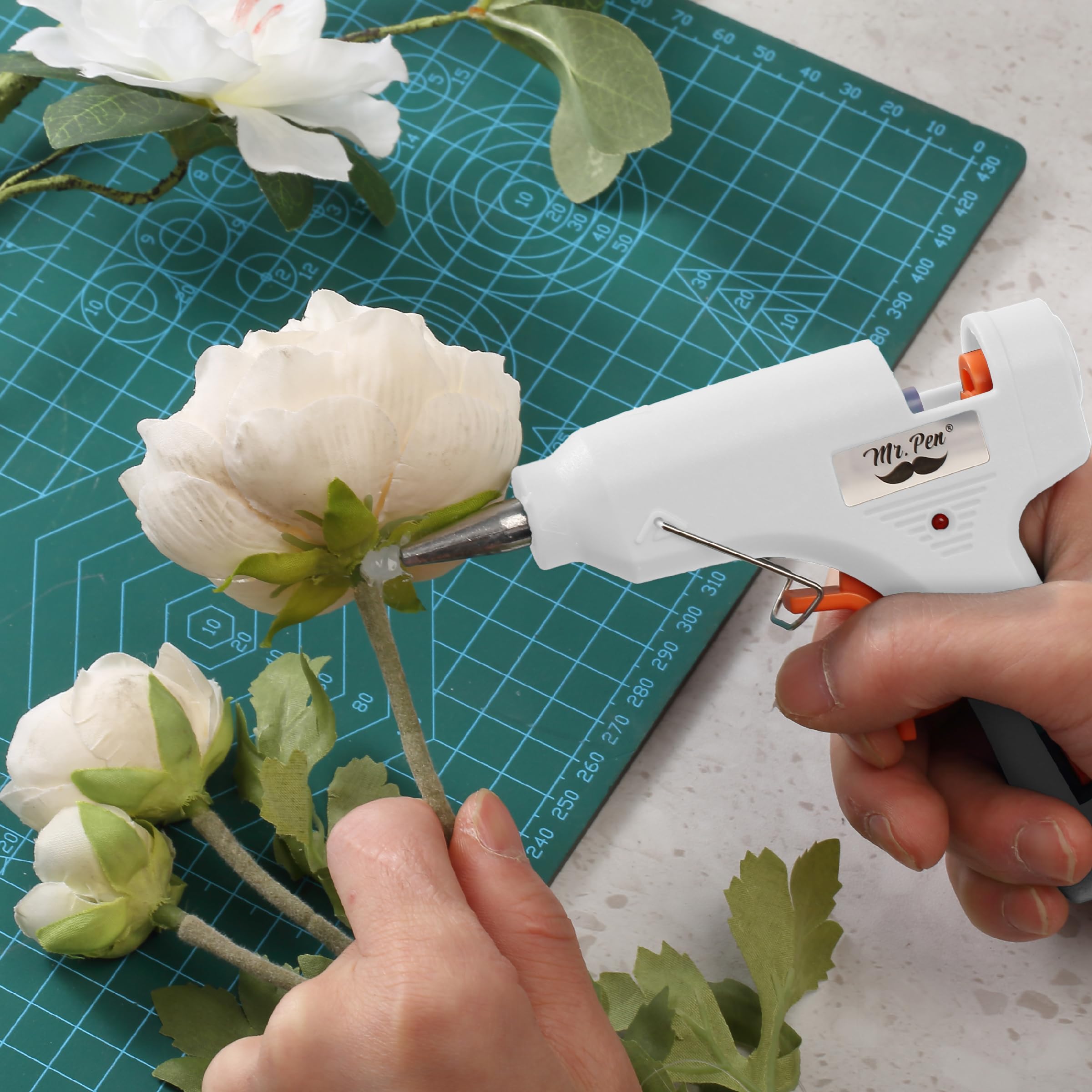Mr. Pen– Hot Glue Gun Kit, Hot Melt Glue Gun Mini with 20pcs Sticks and 20nWood Craft Sticks and 8 Finger Protector