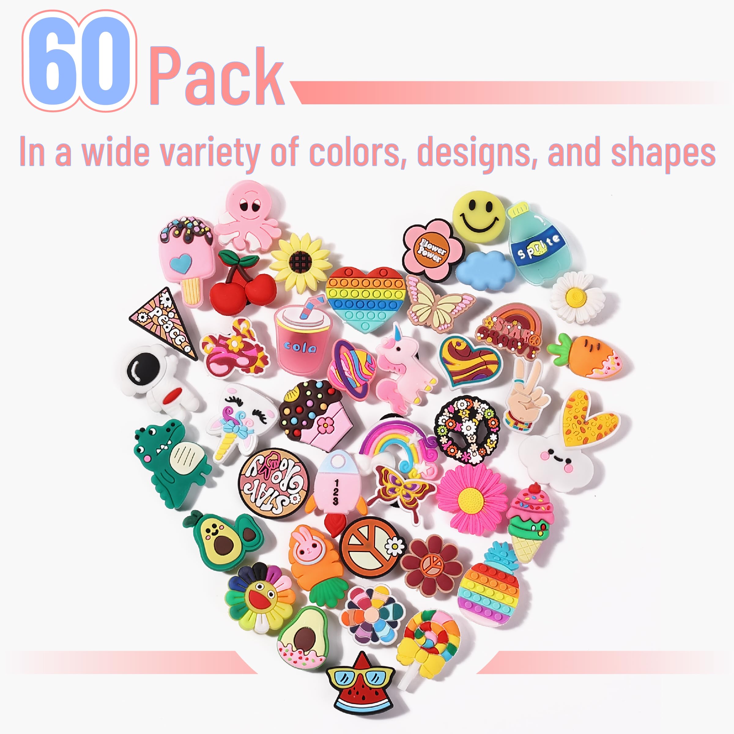 Mr. Pen- Different Charms, 30, 50, 60 Pcs, PVC Random Decoration Charms for Decoration