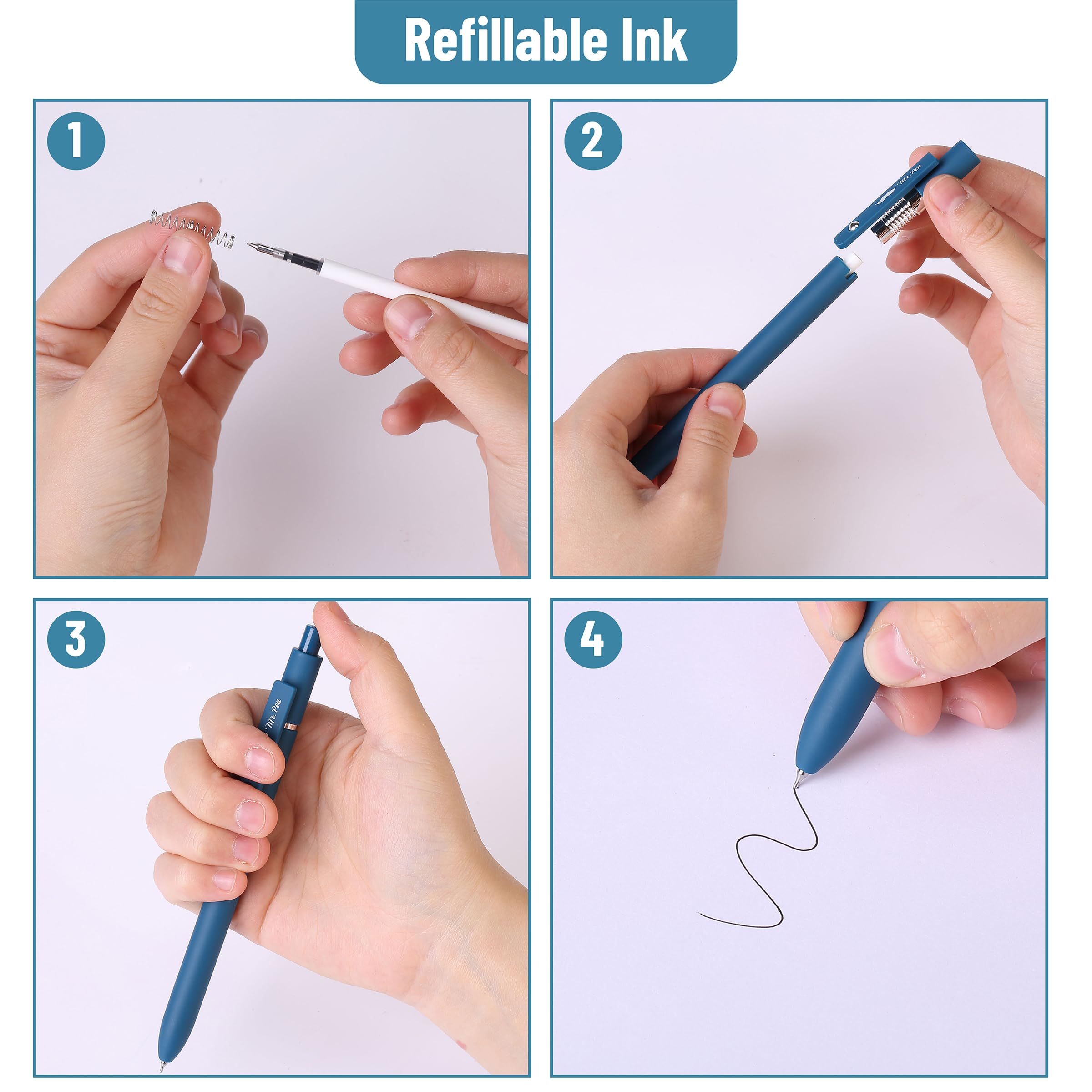 Mr. Pen- Retractable Gel Pens, 12 Pack, Morandi and Vintage Barrels, Black Ink, Fast Dry, Fine Point 0.5mm, Cute and Aesthetic for Journaling