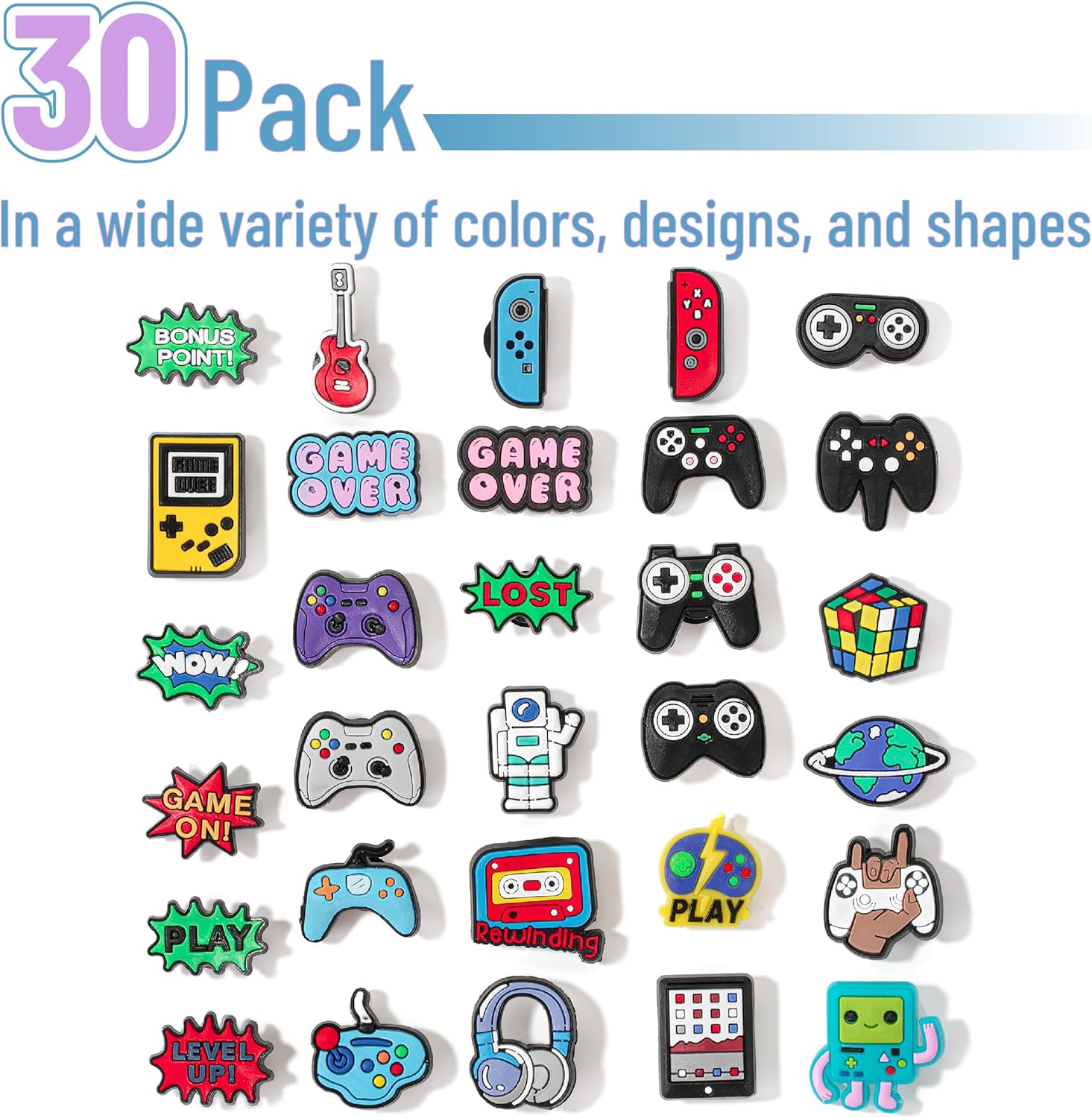 Mr. Pen- Different Charms, 30, 50, 60 Pcs, PVC Random Decoration Charms for Decoration