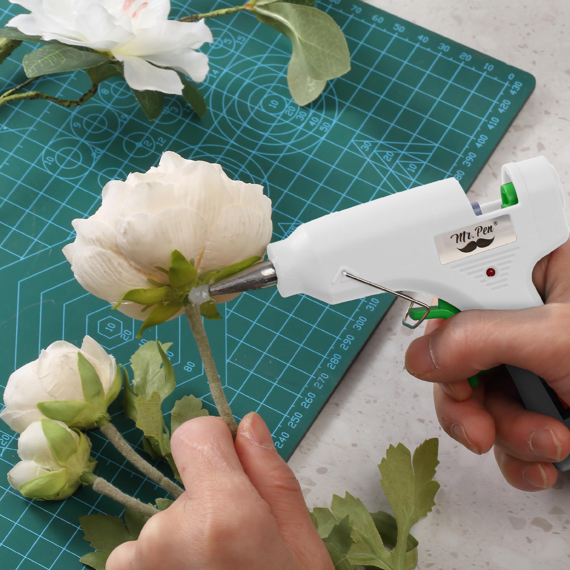 Mr. Pen– Hot Glue Gun Kit, Hot Melt Glue Gun Mini with 20pcs Sticks and 20nWood Craft Sticks and 8 Finger Protector