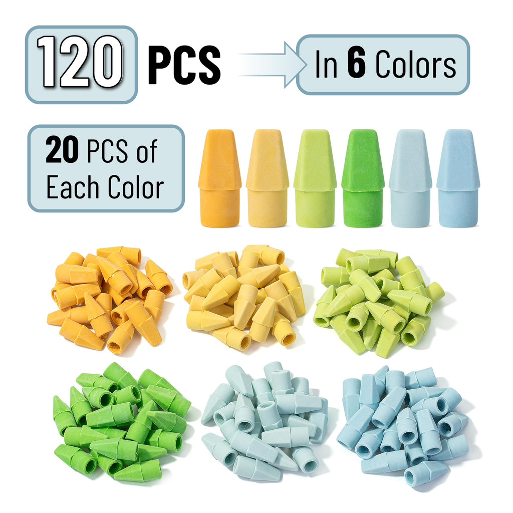 Mr. Pen Erasers for Pencils, 120 Pack, Pencil Top Erasers, Eraser Caps, Cap Tops, Topper Erasers. Ereaser