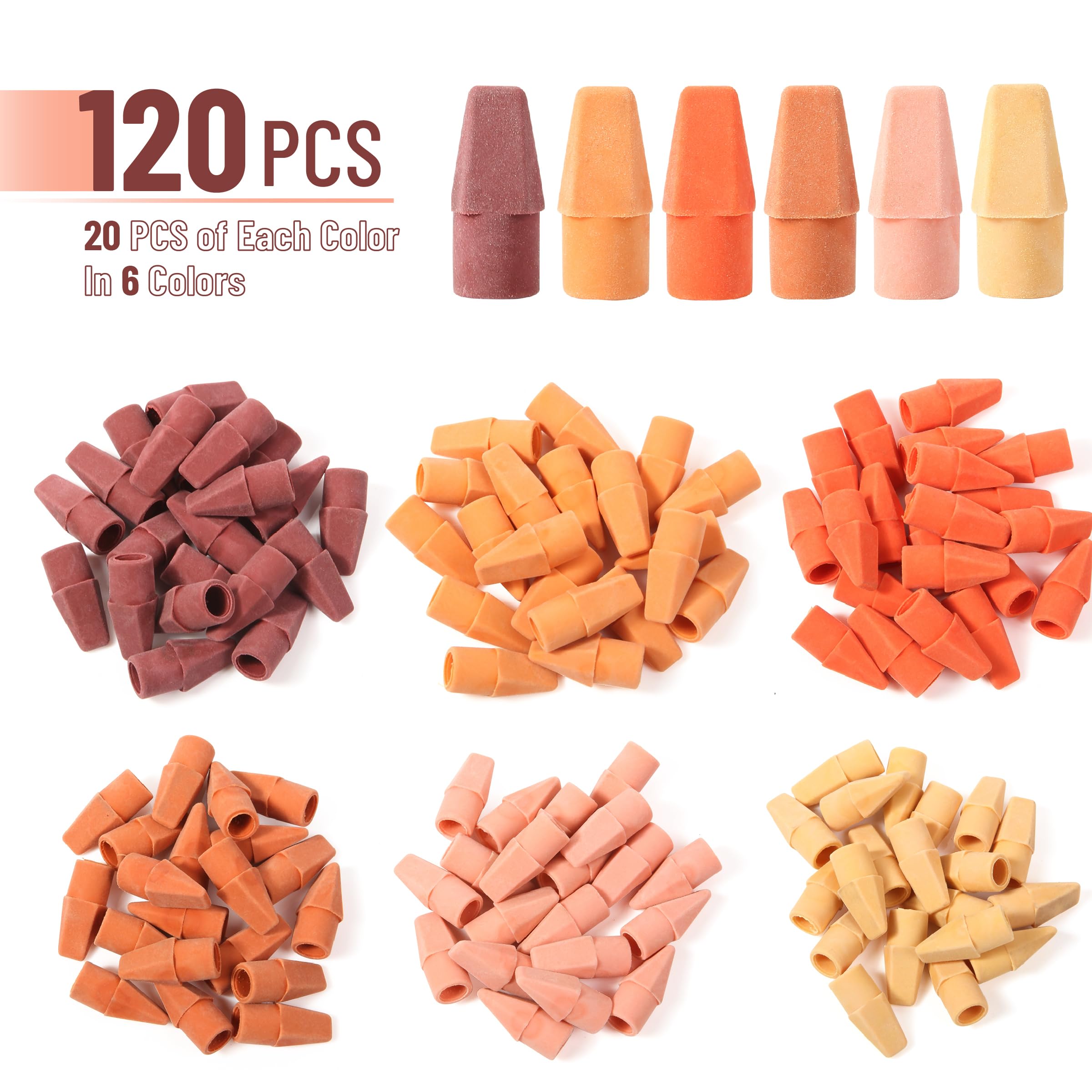 Mr. Pen Erasers for Pencils, 120 Pack, Pencil Top Erasers, Eraser Caps, Cap Tops, Topper Erasers. Ereaser