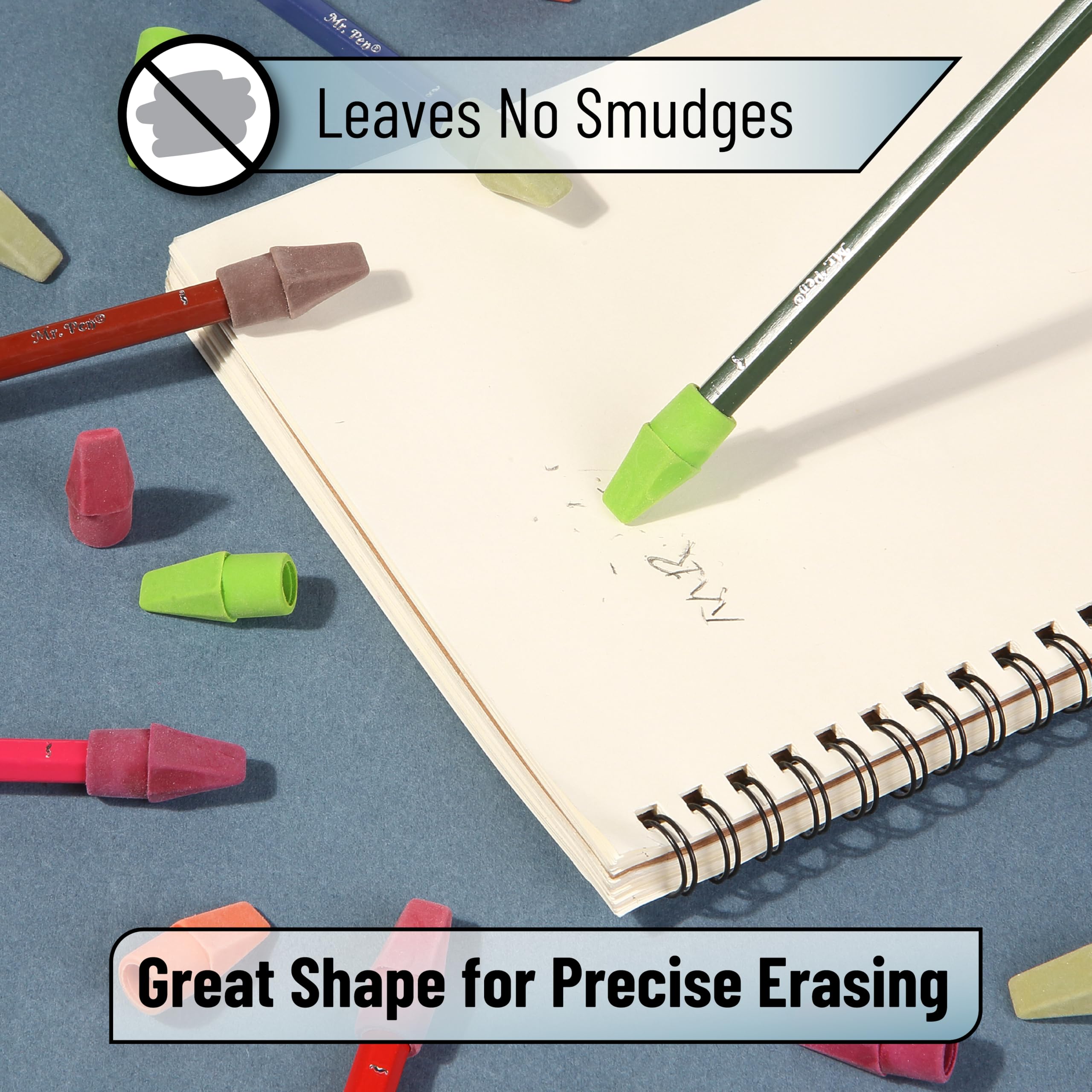 Mr. Pen Erasers for Pencils, 120 Pack, Pencil Top Erasers, Eraser Caps, Cap Tops, Topper Erasers. Ereaser