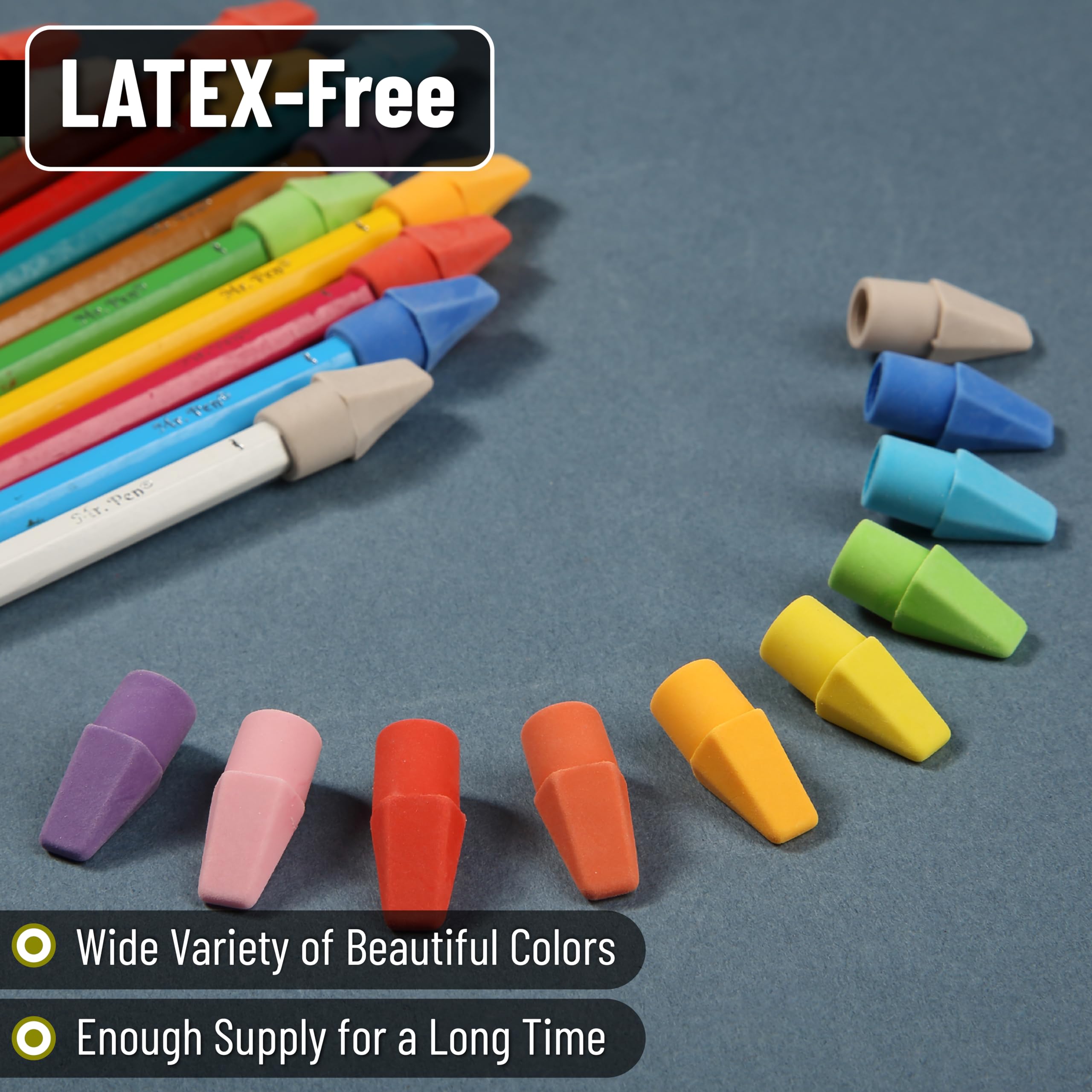 Mr. Pen Erasers for Pencils, 120 Pack, Pencil Top Erasers, Eraser Caps, Cap Tops, Topper Erasers. Ereaser