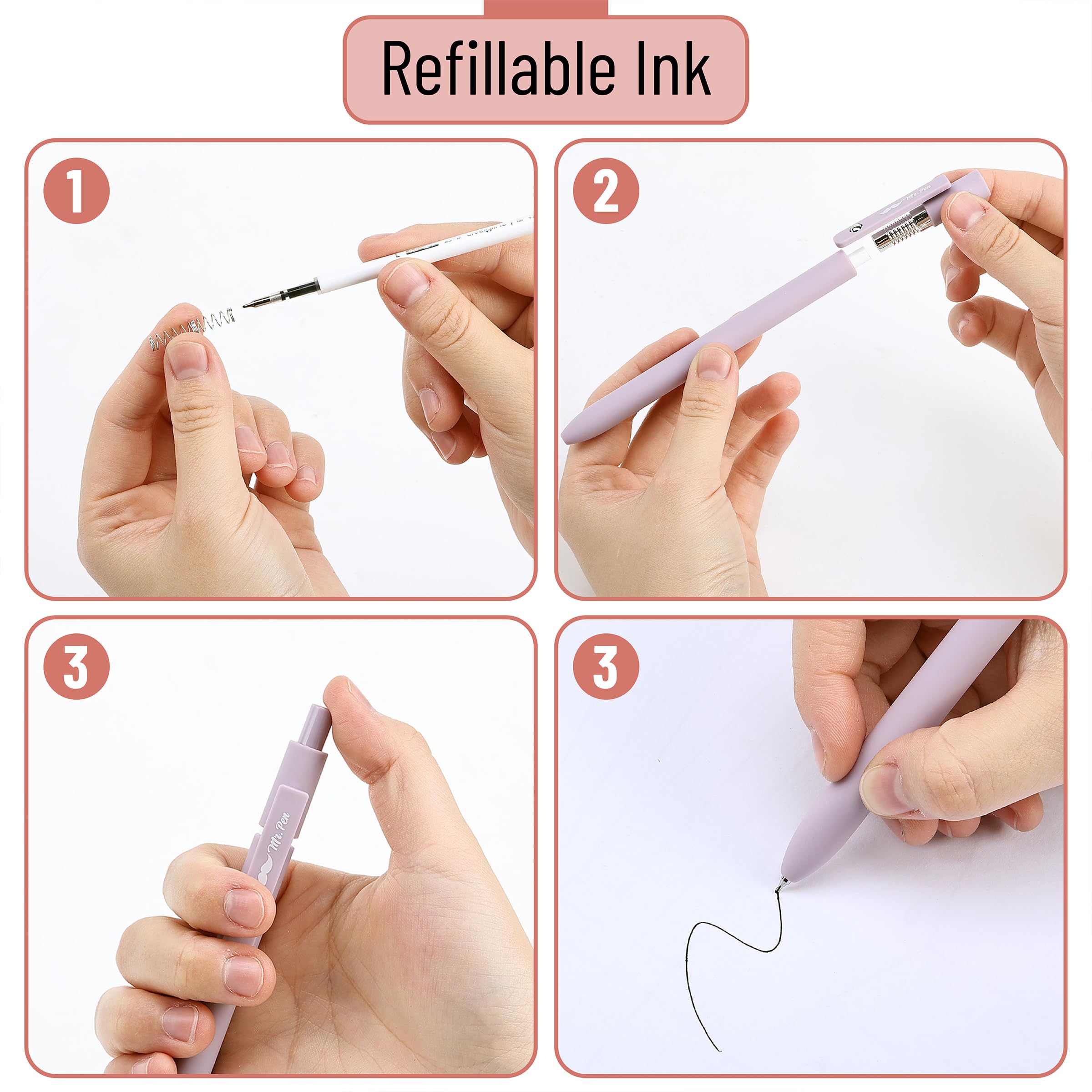 Mr. Pen- Retractable Gel Pens, 12 Pack, Morandi and Vintage Barrels, Black Ink, Fast Dry, Fine Point 0.5mm, Cute and Aesthetic for Journaling