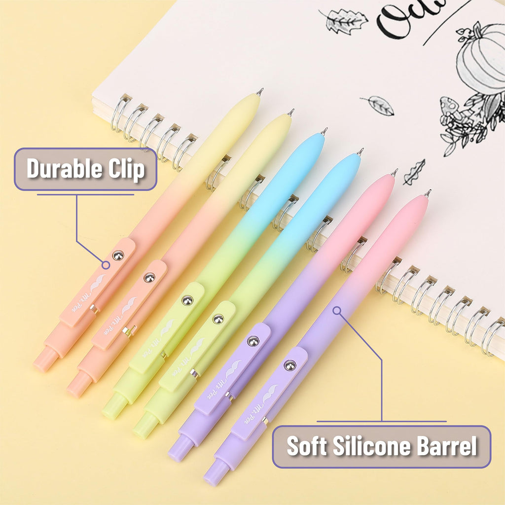 Mr. Pen- Retractable Gel Pens, 12 Pack, Morandi and Vintage Barrels, Black Ink, Fast Dry, Fine Point 0.5mm, Cute and Aesthetic for Journaling