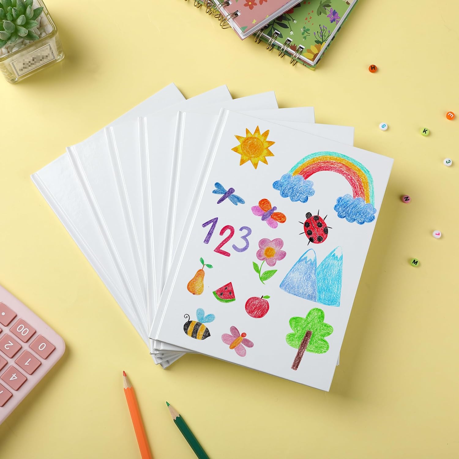 Mr. Pen- Blank Hardcover Books, 6" x 8", 40 Pages, 6 Pack, White, Blank Notebooks for Kids, Mini Notebooks for Kids, Mini Journal for Students, Unlined Notebook
