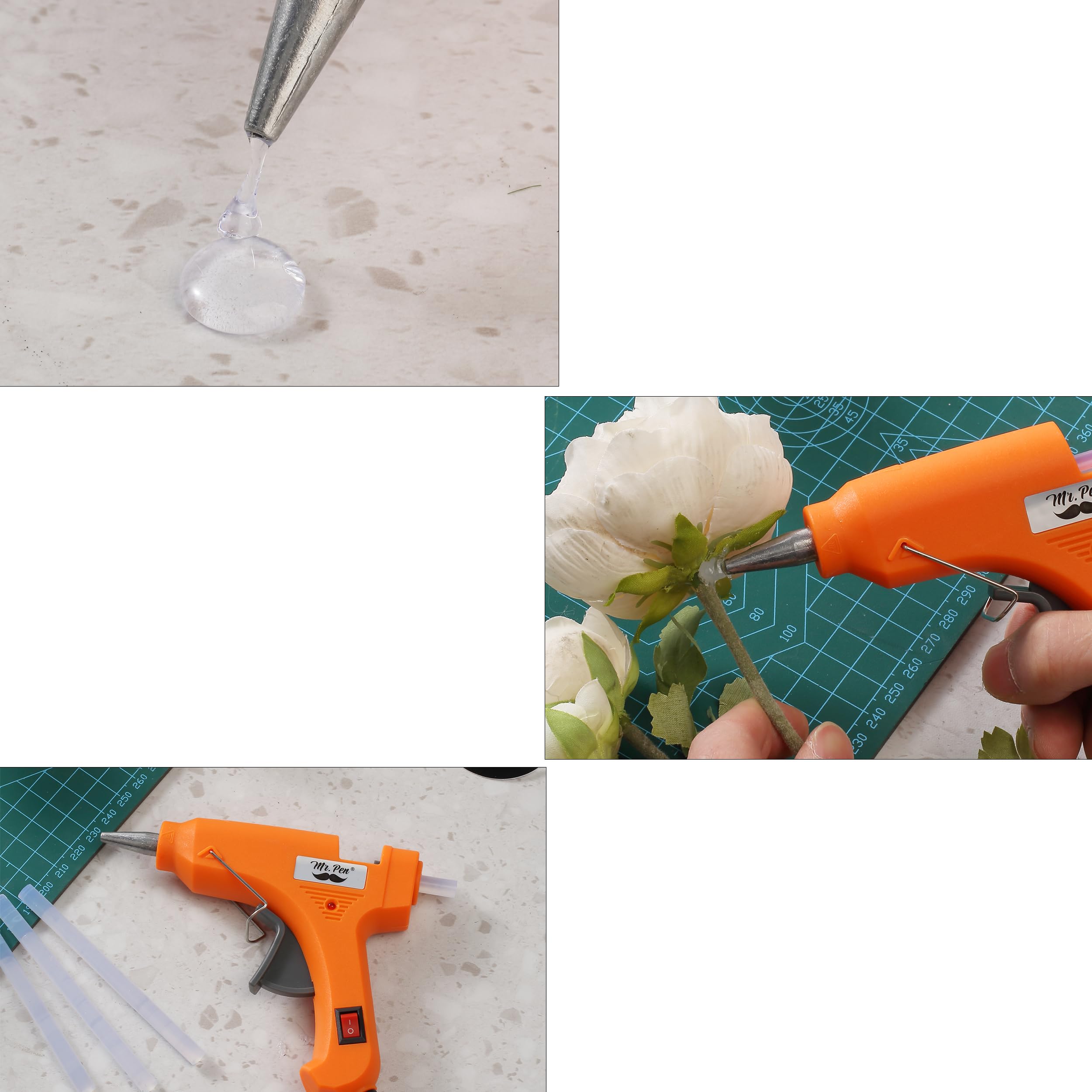 Mr. Pen– Hot Glue Gun Kit, Hot Melt Glue Gun Mini with 20pcs Sticks and 20nWood Craft Sticks and 8 Finger Protector