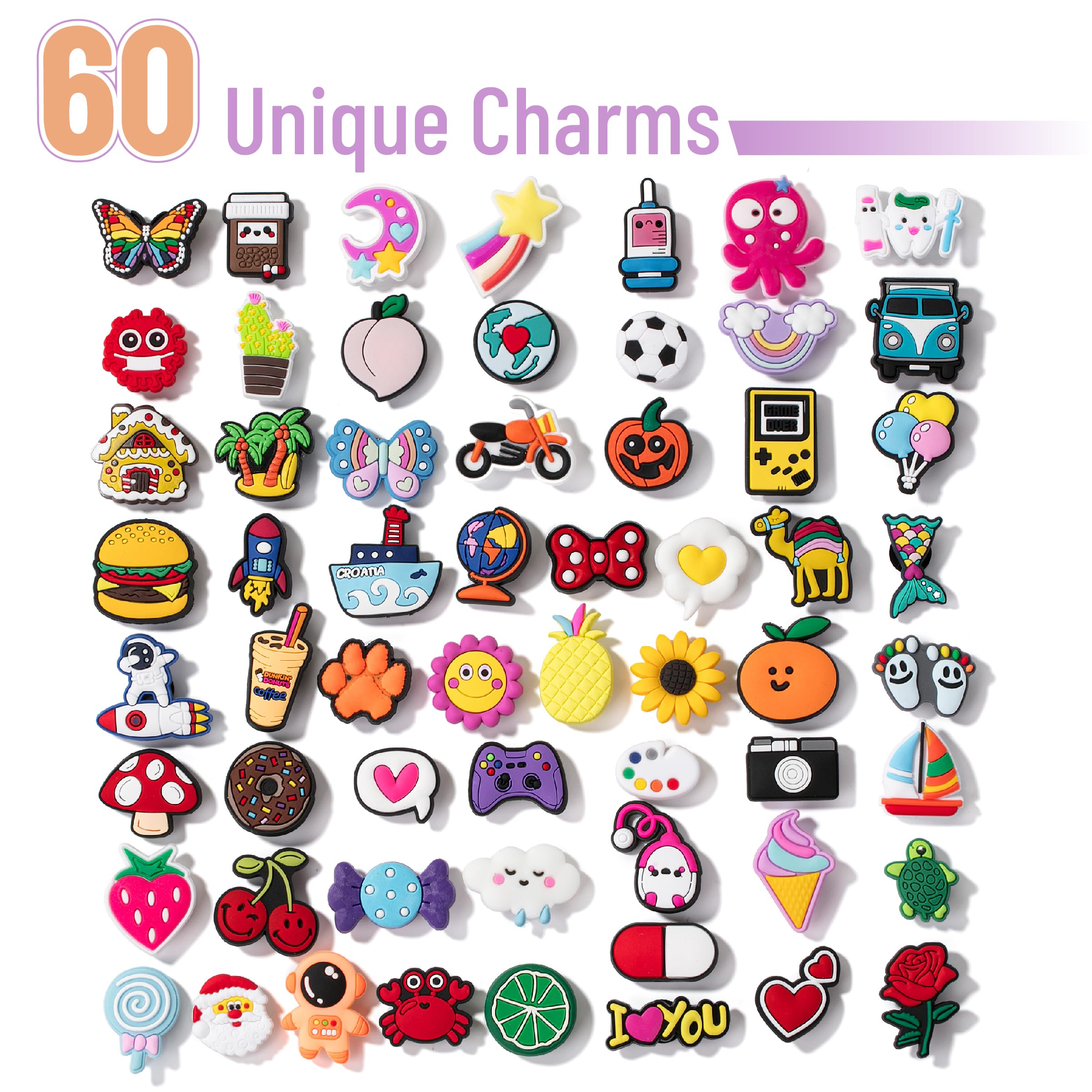 Mr. Pen- Different Charms, 30, 50, 60 Pcs, PVC Random Decoration Charms for Decoration
