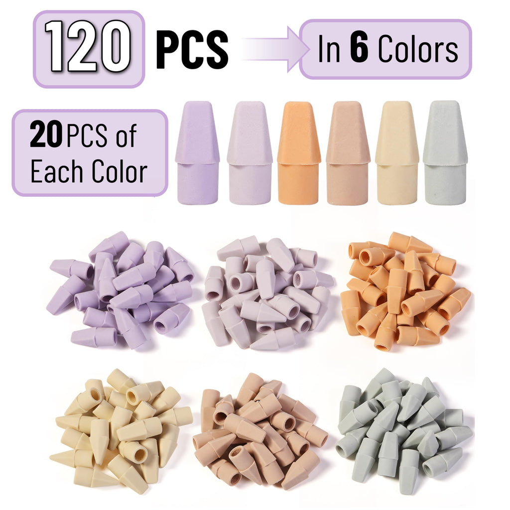 Mr. Pen Erasers for Pencils, 120 Pack, Pencil Top Erasers, Eraser Caps, Cap Tops, Topper Erasers. Ereaser