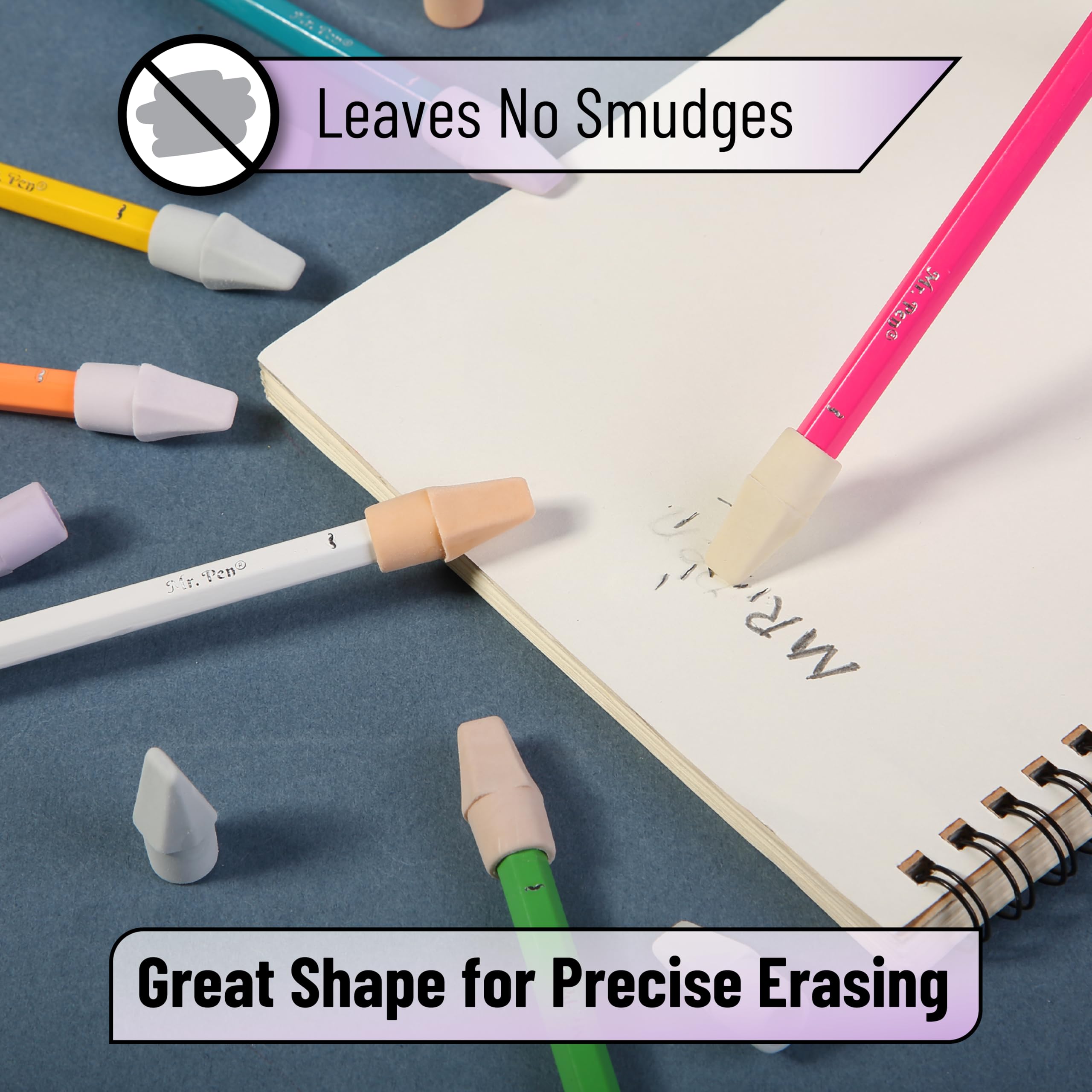 Mr. Pen Erasers for Pencils, 120 Pack, Pencil Top Erasers, Eraser Caps, Cap Tops, Topper Erasers. Ereaser