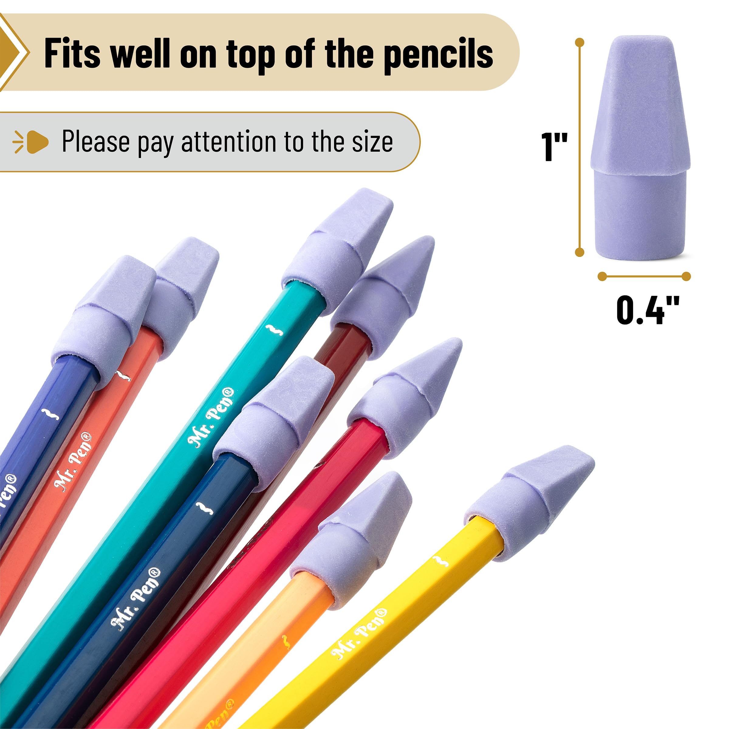 Mr. Pen Erasers for Pencils, 120 Pack, Pencil Top Erasers, Eraser Caps, Cap Tops, Topper Erasers. Ereaser