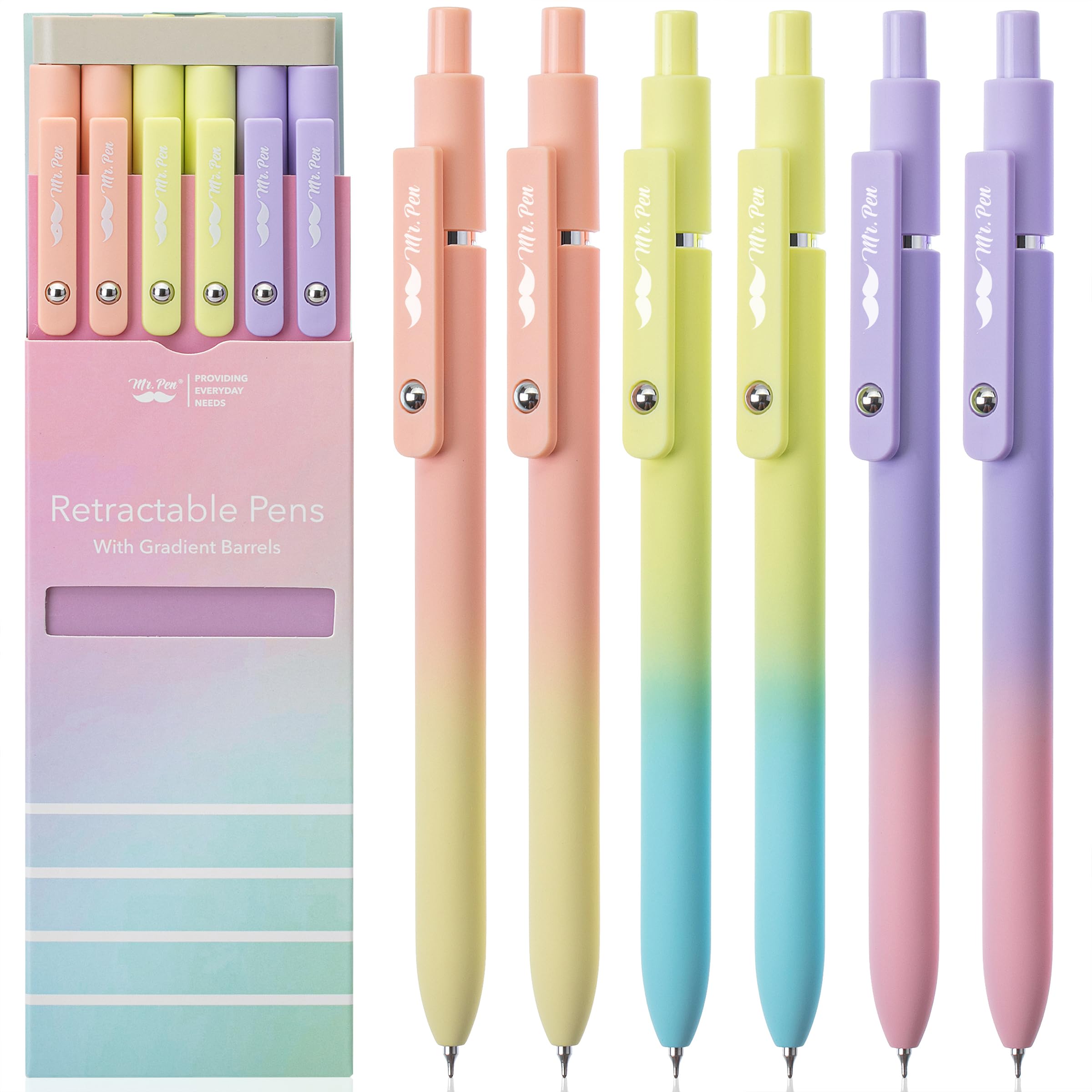 Mr. Pen- Retractable Gel Pens, 12 Pack, Morandi and Vintage Barrels, Black Ink, Fast Dry, Fine Point 0.5mm, Cute and Aesthetic for Journaling