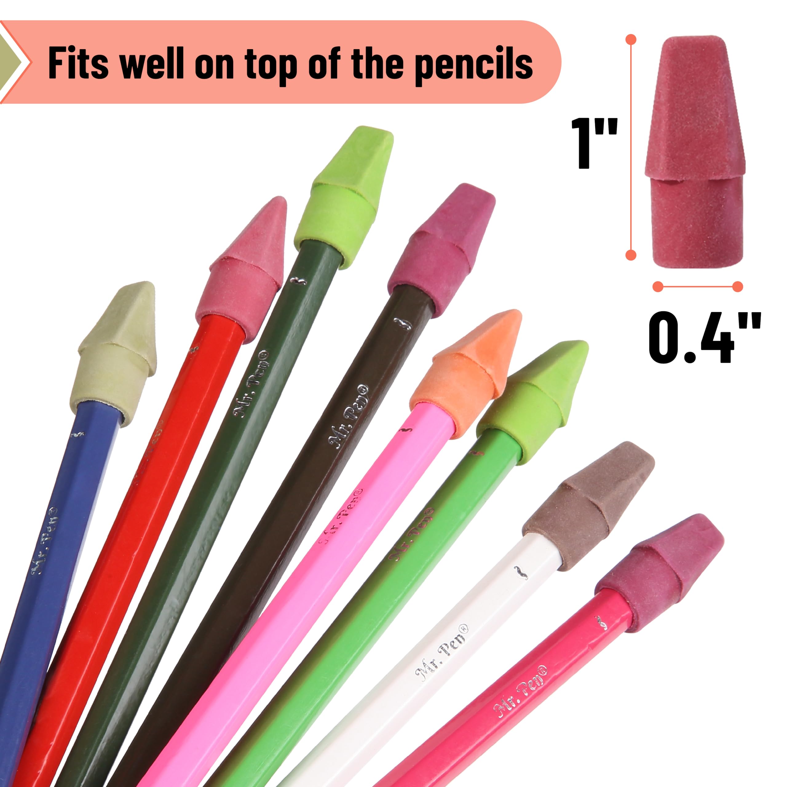 Mr. Pen Erasers for Pencils, 120 Pack, Pencil Top Erasers, Eraser Caps, Cap Tops, Topper Erasers. Ereaser