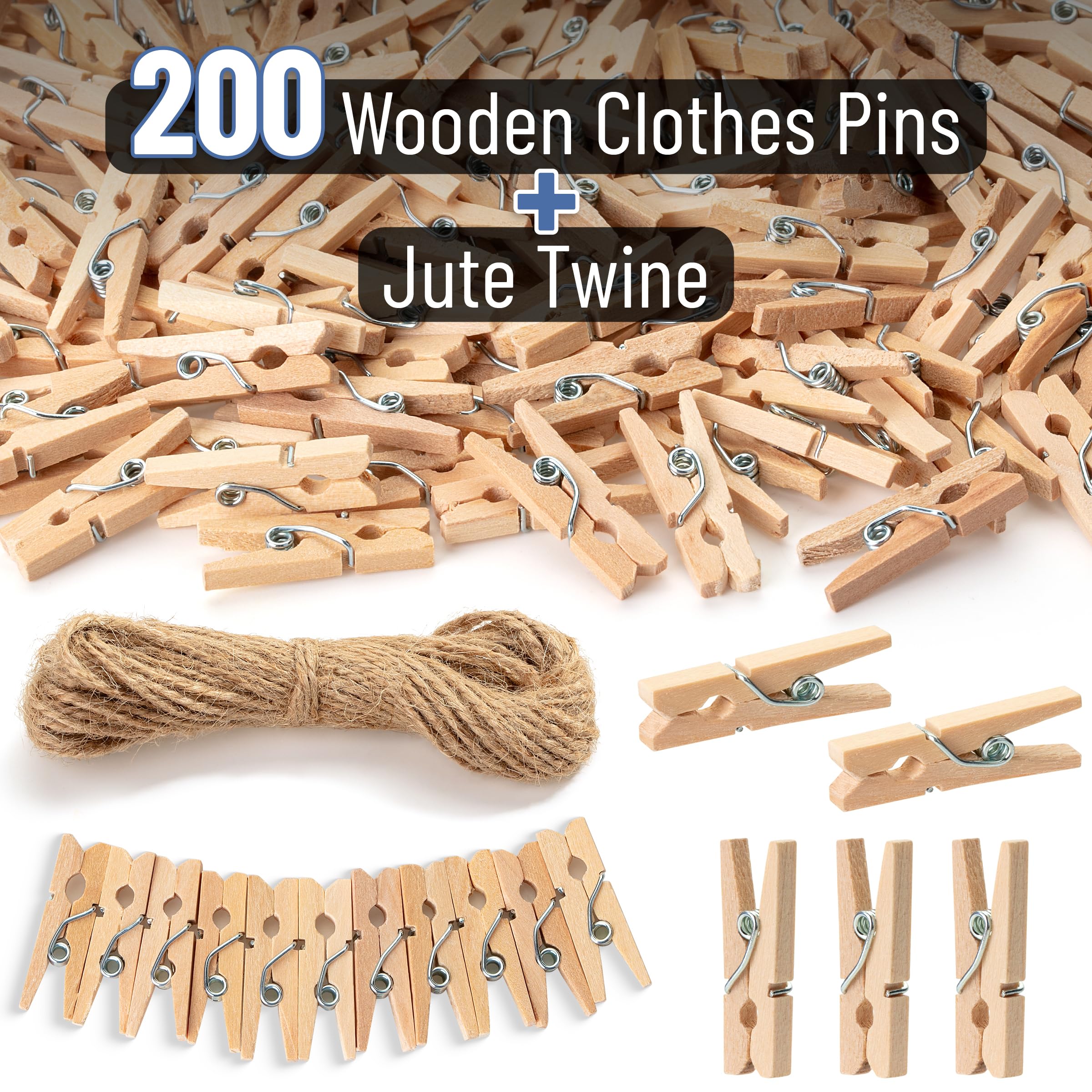 Mr. Pen- Wooden Clothes Pins, Large Natural Wood, 50 Pack, 2.9 Inch, Rust Resistant for Classroom, Crafts