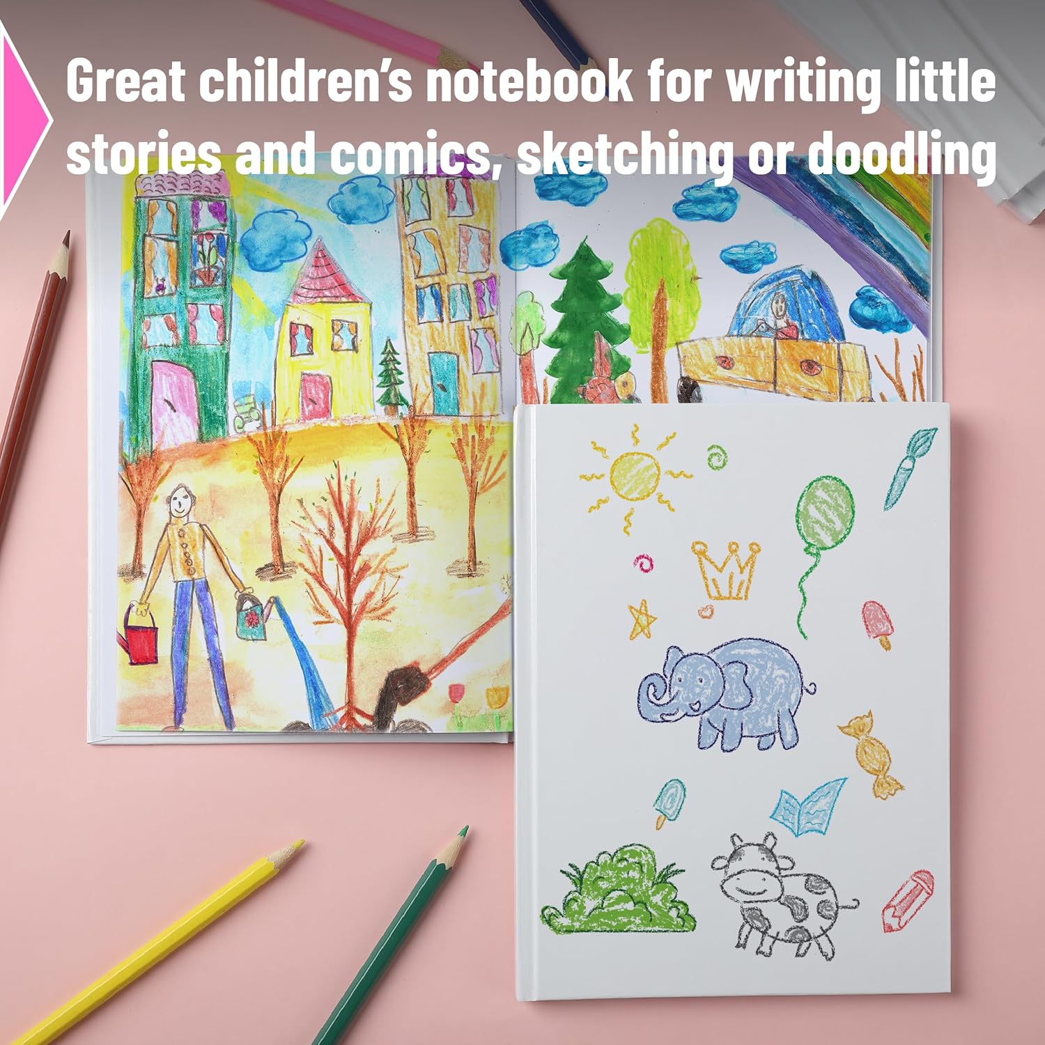 Mr. Pen- Blank Hardcover Books, 6" x 8", 40 Pages, 6 Pack, White, Blank Notebooks for Kids, Mini Notebooks for Kids, Mini Journal for Students, Unlined Notebook